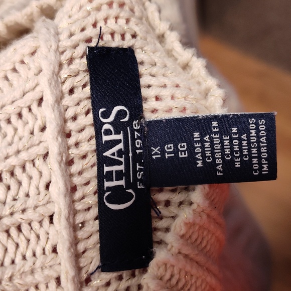 EUC Chaps Women's Beige & Gold Sweater, Size 1X - Picture 3 of 4